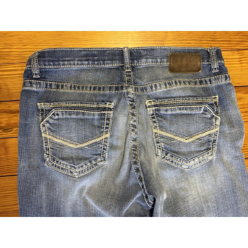 BKE Nolan Straight Leg Men's Jeans Medium Wash 33L Cowboy Embroidered Pockets - Picture 13 of 16